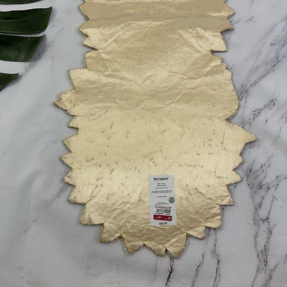 Pier 1 Sunflower Floral Beaded Table Runner 13x36 in Yellow Gold Fall Autumn - Picture 7 of 8